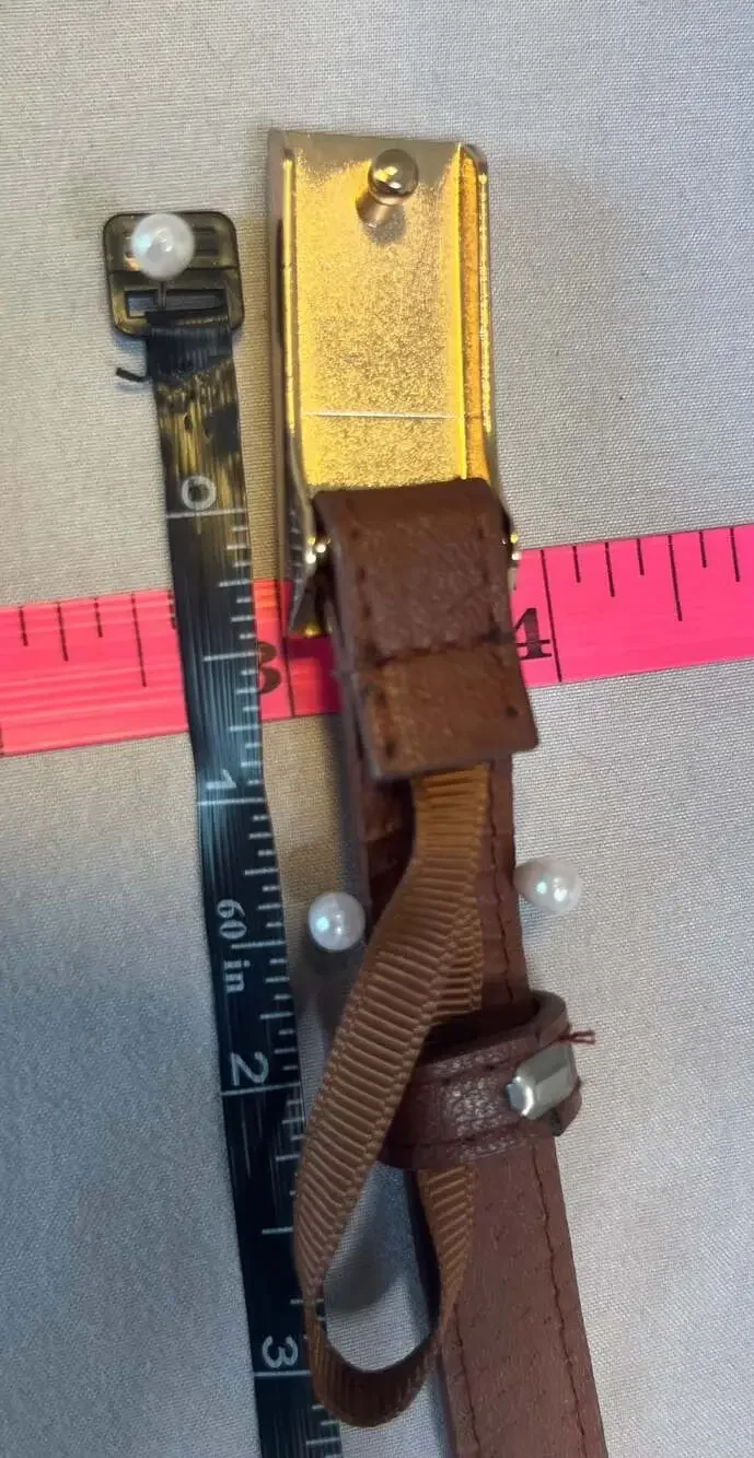 Brown Genuine Leather Belt – Gold-Tone Buckle & Accent Classic Western Style